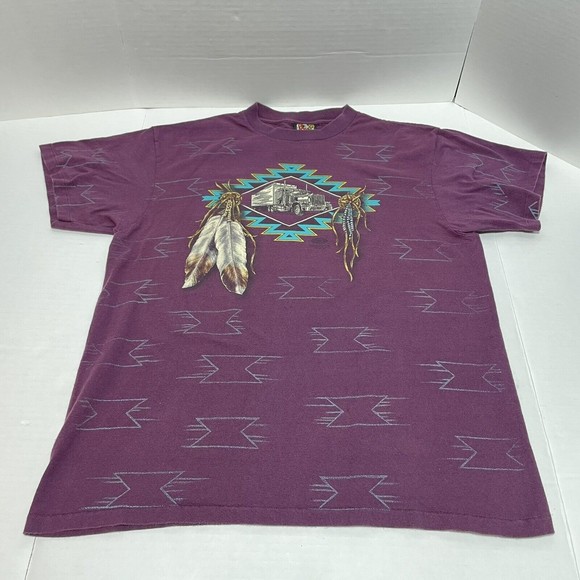 Vintage 3D Emblem Graphic T-Shirt, Large, Maroon, Oak Grove Truck Stop MO - Picture 8 of 11